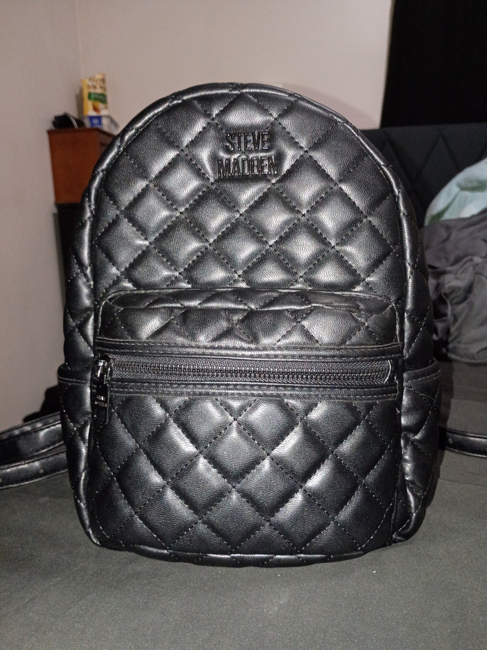 Steve Madden Quilted Black Mini Backpack